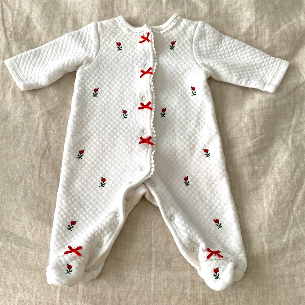 Little Me Quilted Onesie with Roses
